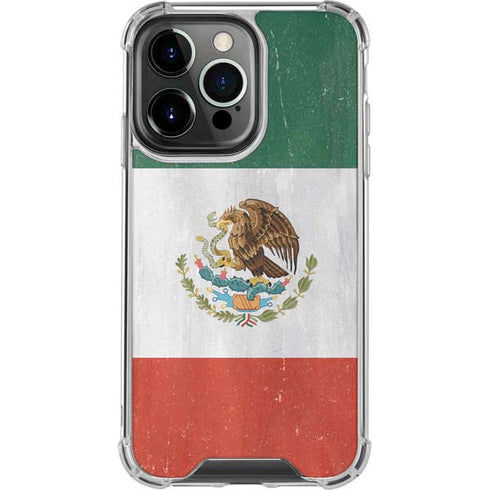 Mexico Flag Distressed iPhone 14 Pro Clear Case